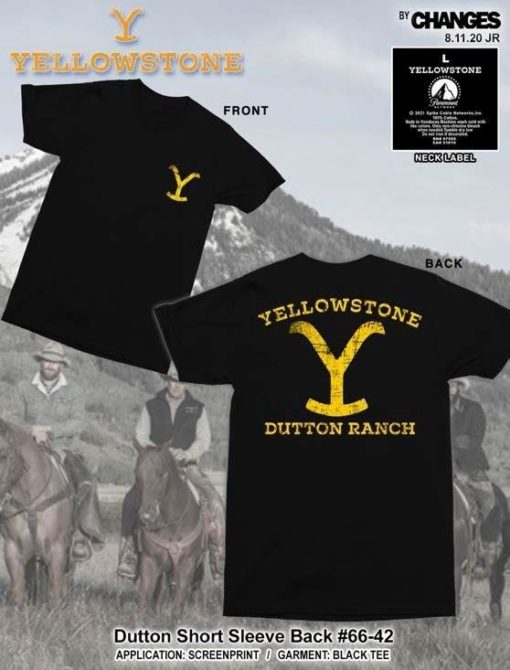 T-Skjorte Dutton Short Sleeve, Svart, Yellowstone