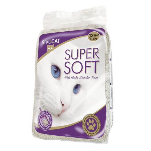 12 kg Kattesand Super Soft M/Baby Powder, Sivocat