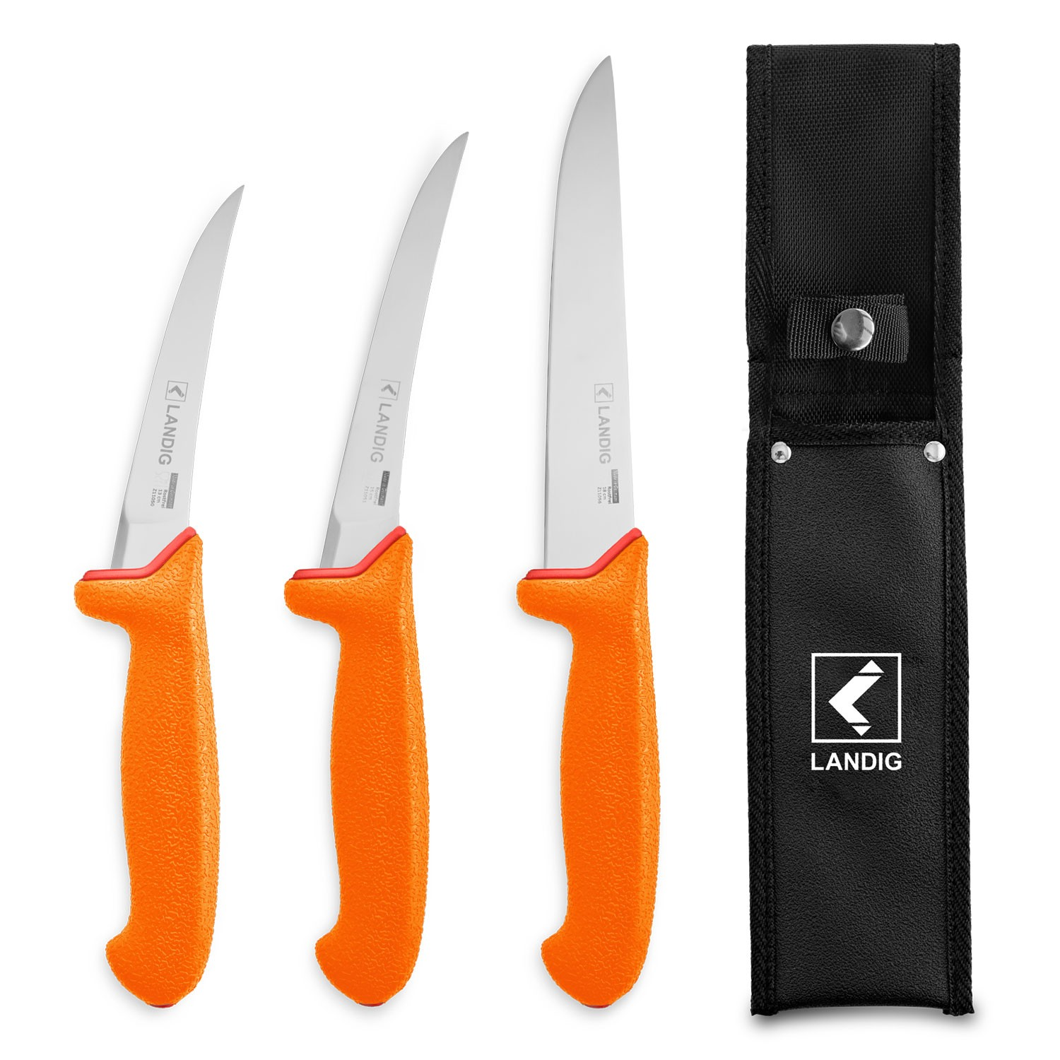 Slaktesett 3 kniver innkludert slire. Prime-Line Giesser (Orange) Landig.