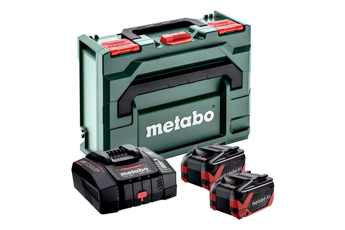 Basis-sett 2 x LiHDX 8.0 Ah ASC 290 + metaBOX 145 METABO