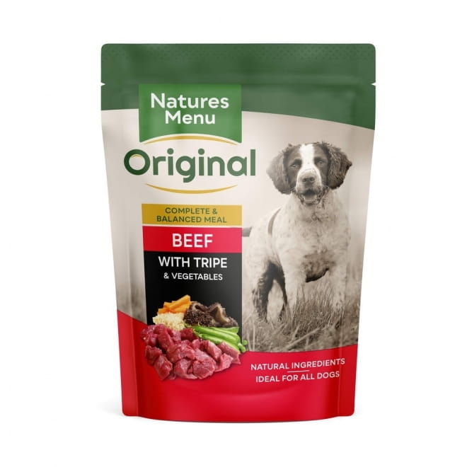 Natures menu adult hund beef with tripe 300g.