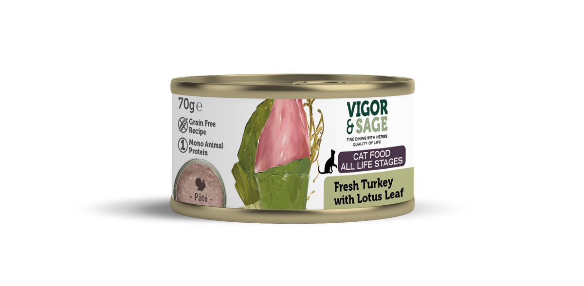 Vigor&sage våtfor kalkun og lotusblad 70g