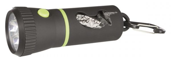 Trixie LED lommelykt 17cm med hundepose holder.