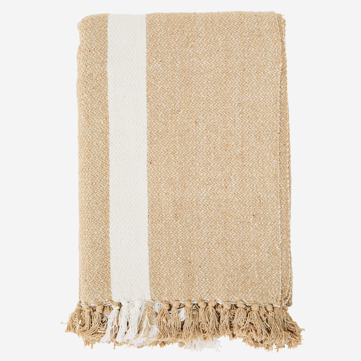 Striped Woven Throw W/Fringes