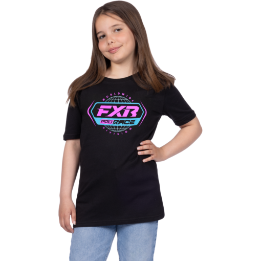 FXR Race Division Premium T-Shirt Black/E.Pink Yth