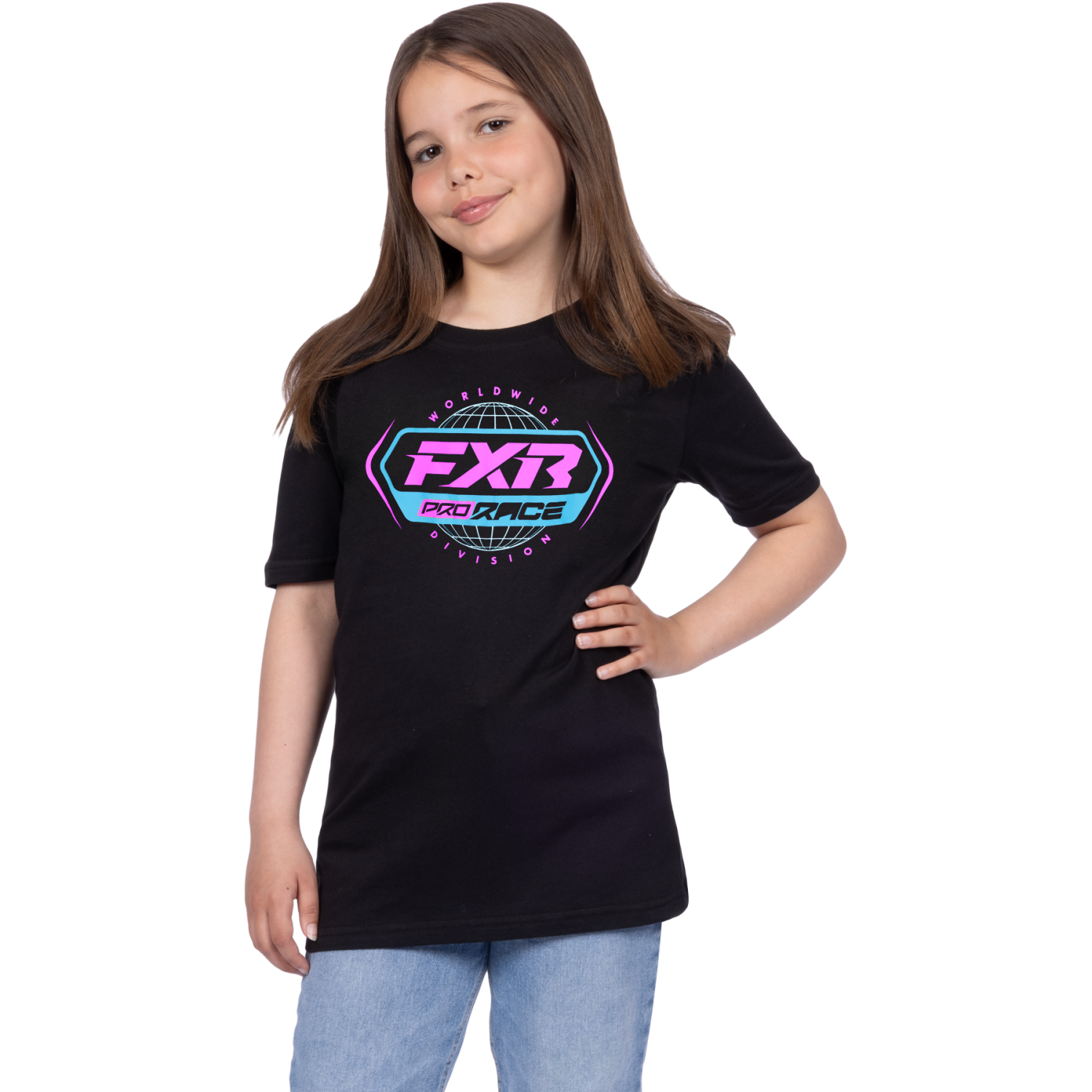 FXR Race Division Premium T-Shirt Black/E.Pink Yth