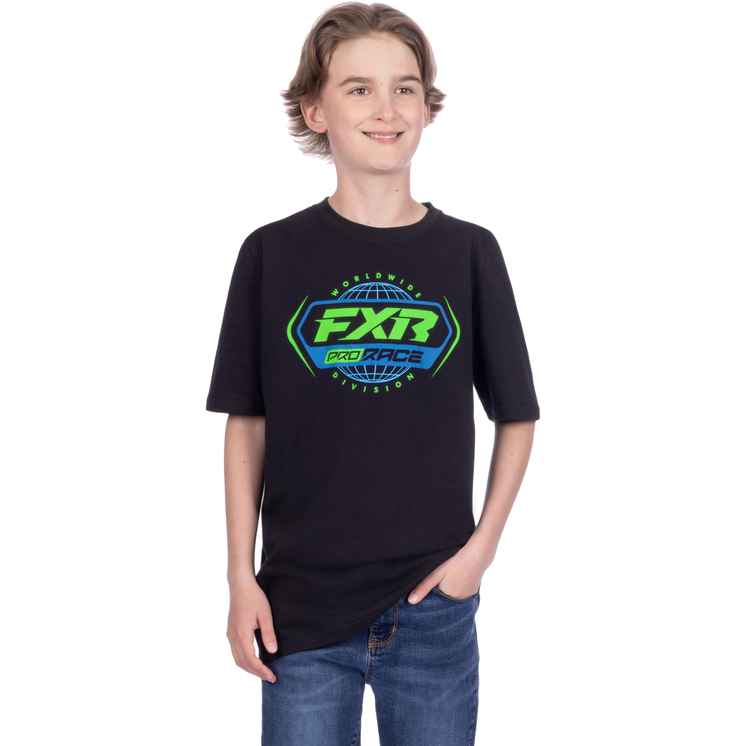 FXR Race Division Premium T-Shirt Black/Lime Yth