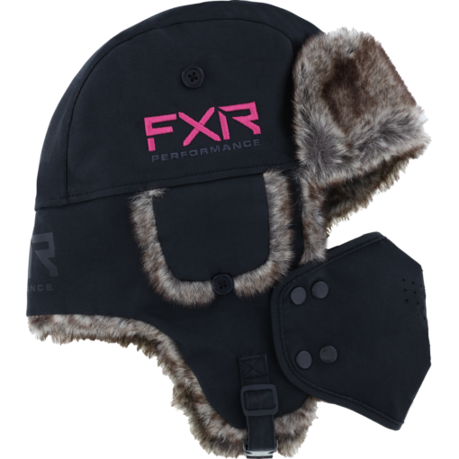 FXR Trapper Hat Black/Elec Pink