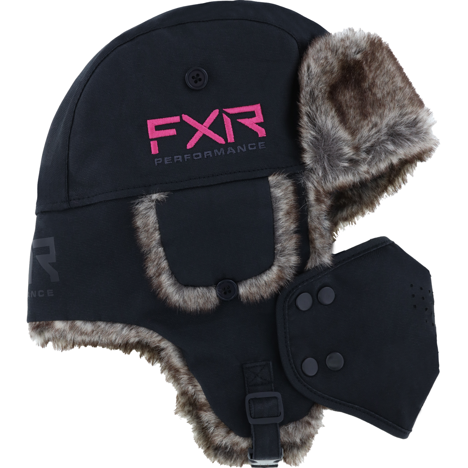 FXR Trapper Hat Black/Elec Pink