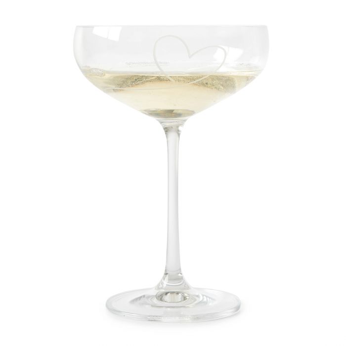 Champagne glass RM "with love" m/hvit hjerte dekor