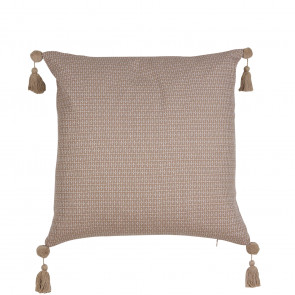 Putetrekk Lin hvit mønstret m/dusker 48x48cm 100% Bommul