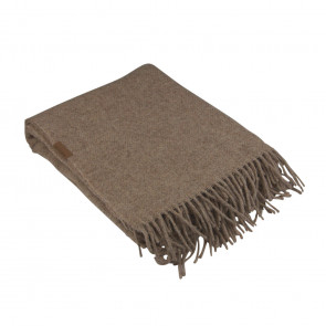 Pledd Lin brun m/frynser 130x170cm 100% Ull 100% Villaa