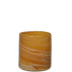 Vase / Lyslykt Håndblåst glass D14,5 H16 cm caramel