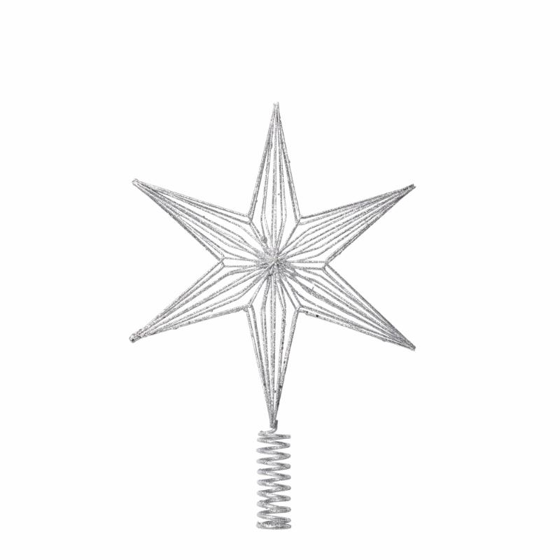 Juletestjerne toppstjerne stjerne dekor Jul Lene Bjerre Antikk sølv glitter jern H35,5