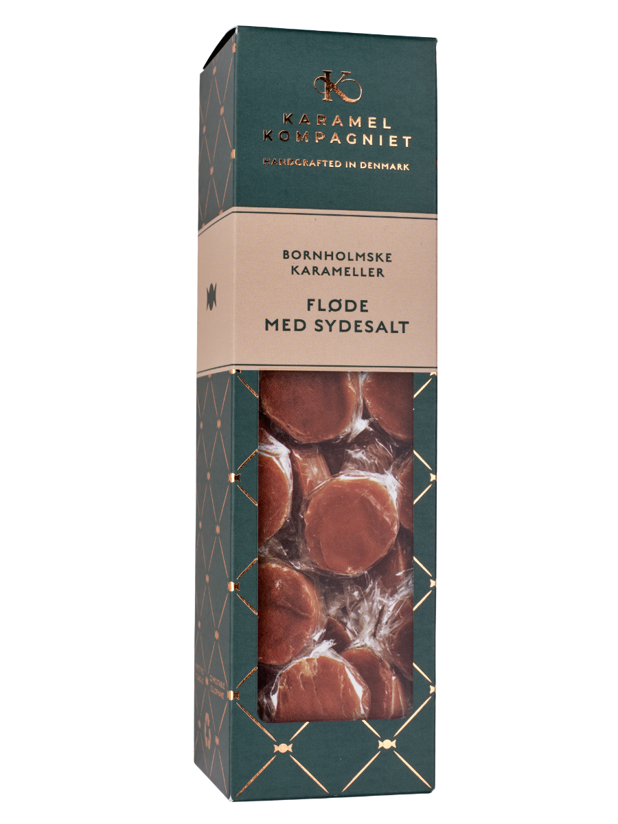 Karamel Kompagniet Karameller Fløte med sydesalt i beige gaveeske138g