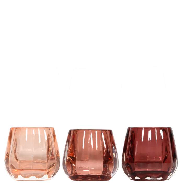 Telysglass farget tykt glass 3 ass D5 H7cm Golden / Plum / Blush pink Pris Pr.Stk