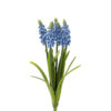 Perleblomst snitt stilk bukett av 5 med blader blå naturtro H30cm