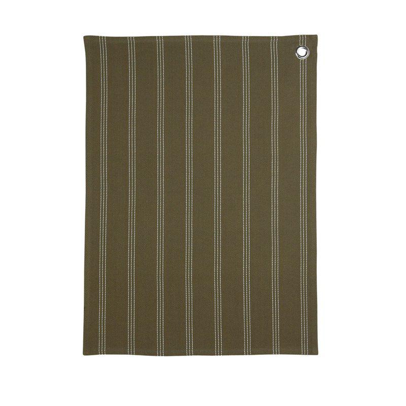 Kjøkkenhåndkle Håndkle Molle Grønn m/ hvite striper og oppheng malje 50x70cm 100% Bomull