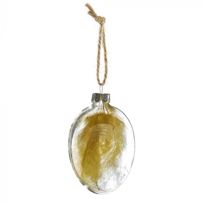 Egg Lene Bjerre Mellow lys Antikk transparang gyllen glass gule fjær inni Ø6 H8,5cm