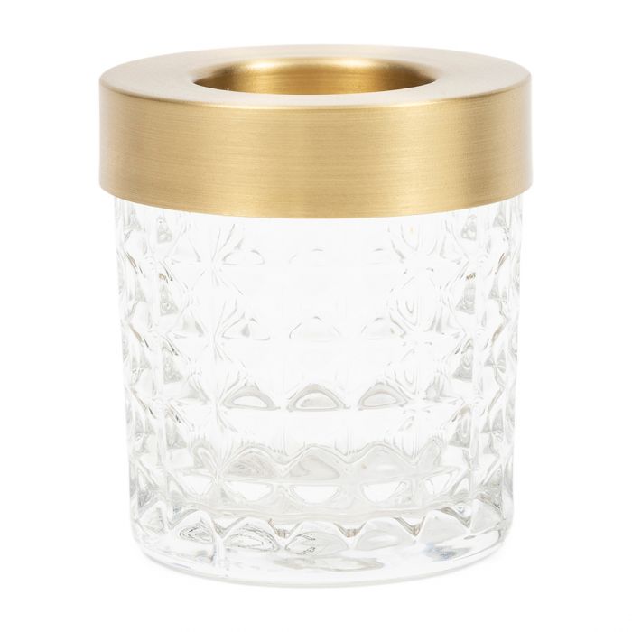 Riviera Maison Lysglass telysholder i glass og gull RM Flariton Votive Ø8 H9,5cm