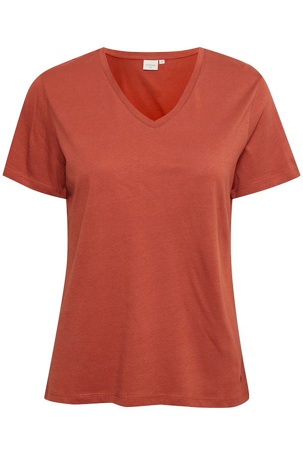 Topp T skjorte Rust med V hals Naia Tshirt 50% Bomull, 50% Modal