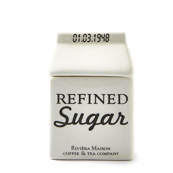 Riviera Maison Sukker skål sukker bolle med lokk melke kartong form Carton Jar sugar RM