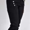 Bukse Black Sort Olabukser med detal lommer og bling knapper Stretch Viscose