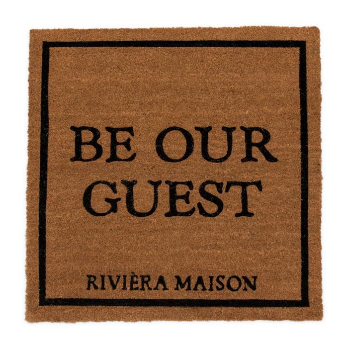 Riviera Maison Dørmatte med sort tekst RM Vær vår gjest Doormat Be Our Guest, 80x80