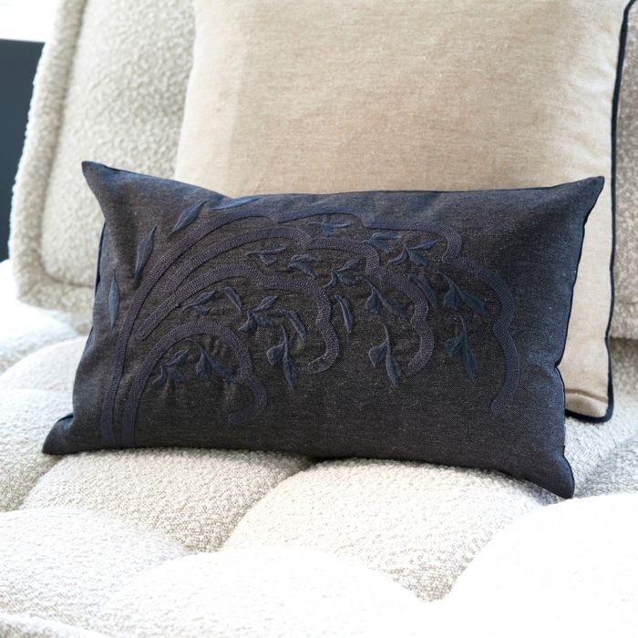 Riviera Maison Putetrekk blå håndvevd mønster Decorative Pillow D'amour Solange, Blue, 50x30 cm