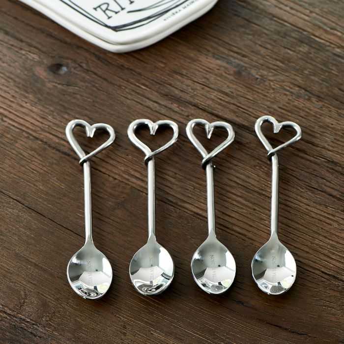 Riviera Maison Skjeer med tvinnet hjerte kjærlighet i sølv sett av 4 With Love.. Spoons 4 pieces