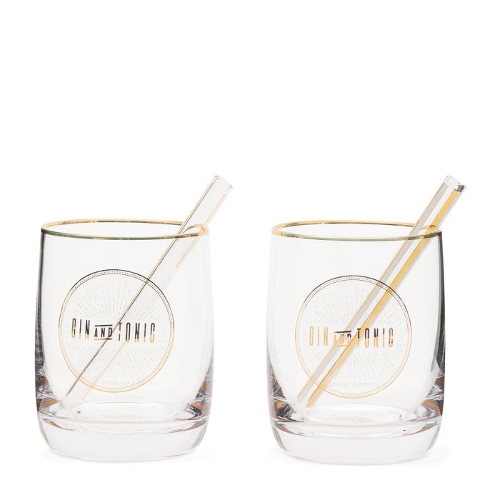 Riviera Maison Drink glass Gin & Tonic med glass sugerær s/2 Le Club Gin & Tonic Set Of 2 pieces RM