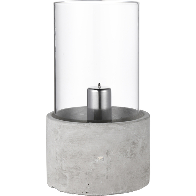 Oljelampe olje lampe LÅGA Oljelampa m/glass D12 H28 cm cement betong 5,7kg med glass