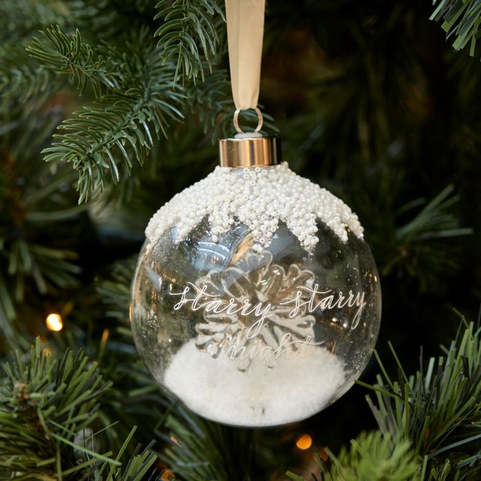 Riviera Maison Julekule dekor heng Glass snøkrystall puddersnøglitt RM Starry Starry Ornament Dia 10