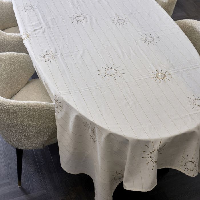 Riviera Maison Duk lys fyrverkeri stjerner gull striper RM Classic Fireworks Table Cloth 150x270