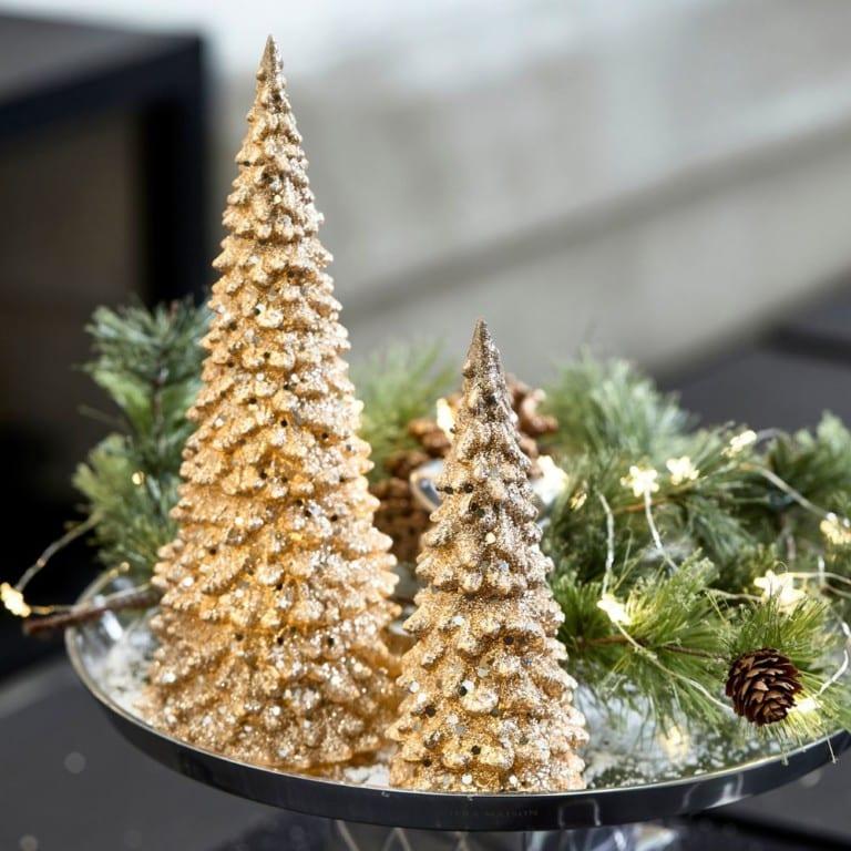 Riviera Maison Dekortre juletre gull glitter m/led lys small RM Sparkling Christmas LED Tree S