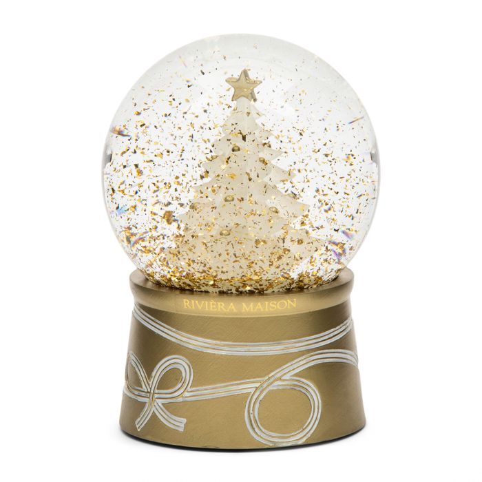 Riviera Maison Snøkule gull glitter RM Celebrate Christmas Snowglobe S
