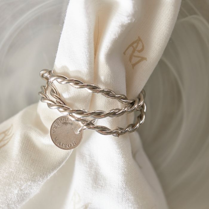 Riviera Maison Serviett ring 3 sammenkoblede ringer i sølv med perle RM La Coupole Napkin Ring