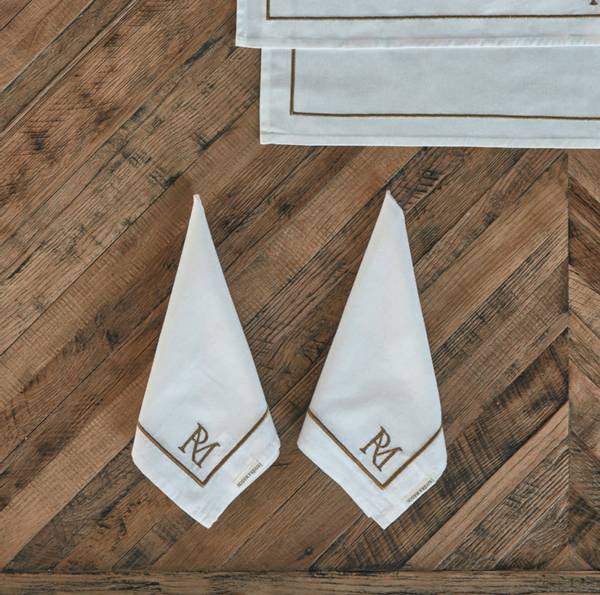 Riviera Maison Serviett ring gull kongle gravert logo RM Elegant Monogram Napkin 2 pieces