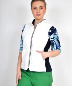 Vest Antikk hvit/dark navy blå Outdoor west Bobble vest med gull glidelås og lommer