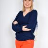 Genser Strikket Mørk blå Navy Knitted sweather with V-neck mønstret strikk med V hals