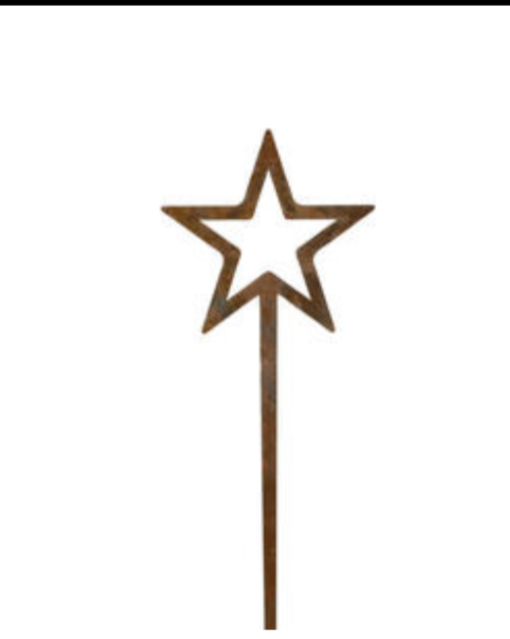 Stjerne på pigg rust H 50 D12cm