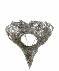 Bukett holder sisal hjerte stålhåndtak metall Hjertefomet bukettholder,grå hvit, 15 cm