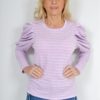 Genser Bluse topp Knitted w/puffy shoulder sweather strikket krepp Liliac 95%Viscose,5%Elastane