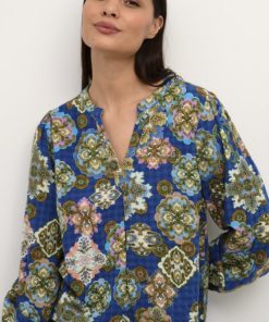 Bluse Topp CRJolly Blouse Deja Vu Blue Eth pattern India inspirert mønster 55% Viskose, 45% Bomull