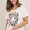 T-Skjorte CRPetu OZ T-Shirt Snow White with print Tiger green Hvit Grønn Tiger møbster 100% Bomull