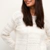 Genser strikket hull mønster CRCala Knit Pullover Snow White 100% Cotton / Pullover,KNITTED,Cotton