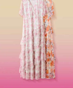 Kjole Dus rosa grønn blomster print CRFlora Dress - Zally Fit Prink Rose Garde 100% Polyester