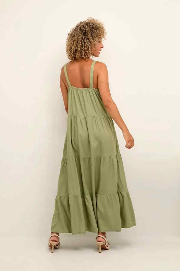 Kjole CRRosina Maxi Strap Dress - Kim Fit Dus Oliven Grønn A-Formet med brede stropper 100% Viskose