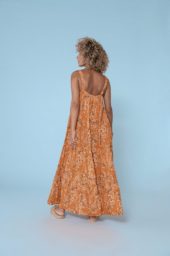 Kjole CRRosina Maxi Strap Dress - Kim Fit Orange mønstret A-Formet med brede stropper 100% Viskose