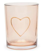 Riviera Maison Telysholder lysglass rosa med hjerte dekor RM Wire Heart Votive pink H11,5cm